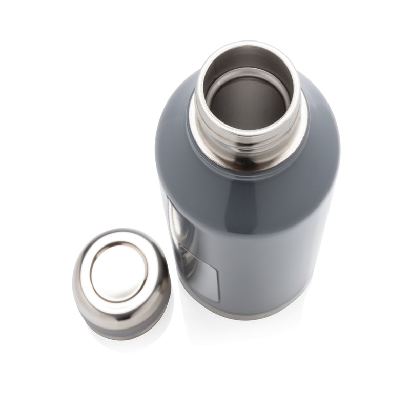Load image into Gallery viewer, Leak-proof vacuum bottle from XD Collection with logo plate, featuring a sleek drinkware design and stainless steel finish.