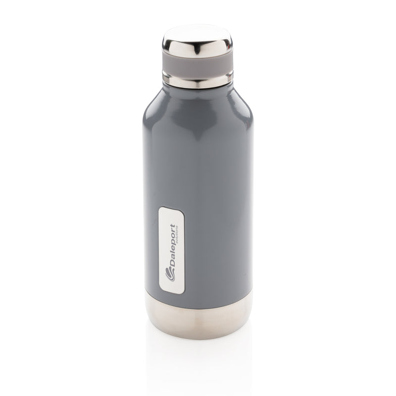 Load image into Gallery viewer, Leak-proof vacuum bottle from XD Collection with logo plate, insulated drinkware for hot or cold beverages.