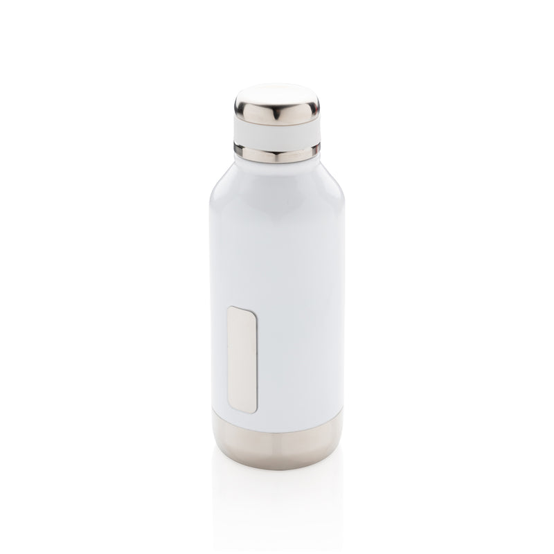 Load image into Gallery viewer, Leak-proof XD Collection vacuum bottle with logo plate, showcasing durable drinkware designed for keeping beverages hot or cold.