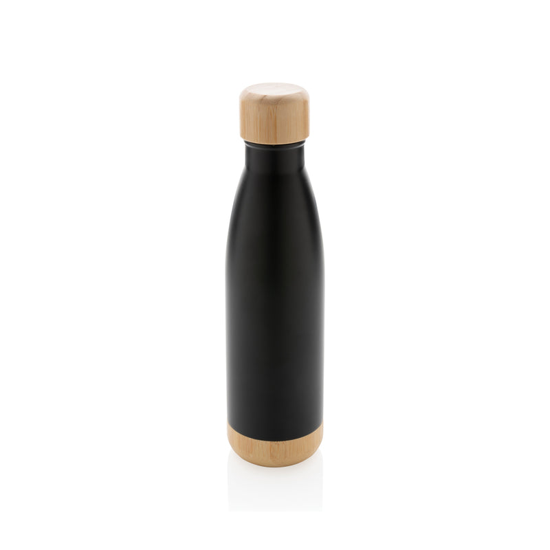 Load image into Gallery viewer, Vacuum stainless steel bottle with bamboo lid and bottom - Custom Wood Designs