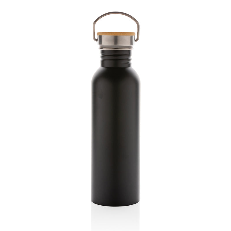 Load image into Gallery viewer, Modern stainless steel drinkware bottle with bamboo lid from XD Collection, showcasing sleek design and eco-friendly materials.