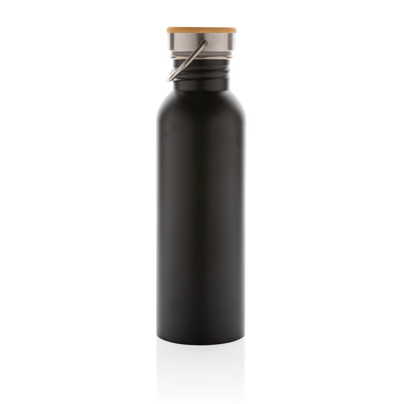 Load image into Gallery viewer, Modern stainless steel drinkware bottle with bamboo lid from XD Collection, featuring a sleek design and eco-friendly bamboo cap.