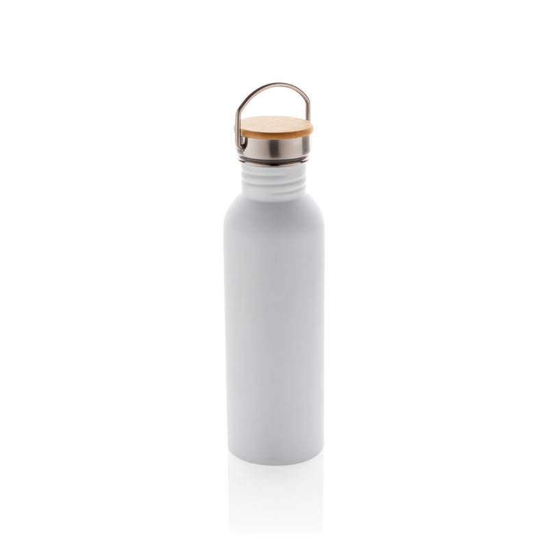 Load image into Gallery viewer, Modern stainless steel water bottle with bamboo lid from XD Collection, featuring sleek design and eco-friendly materials.