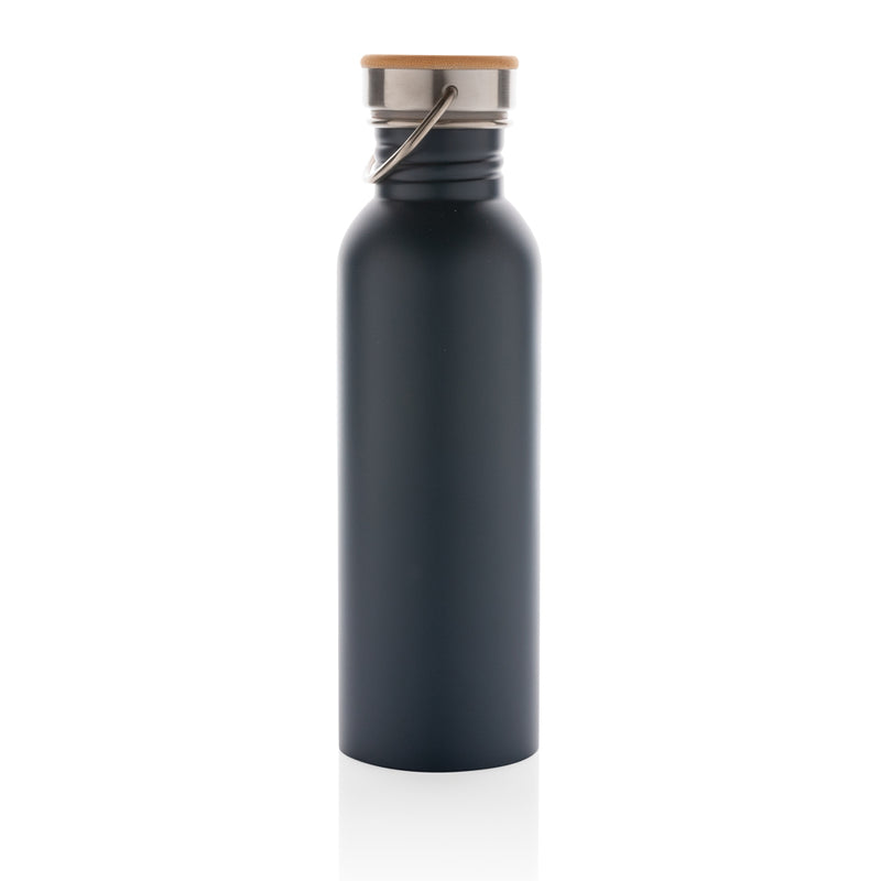 Load image into Gallery viewer, Modern stainless steel drinkware bottle with bamboo lid from XD Collection, featuring a sleek design and eco-friendly materials.