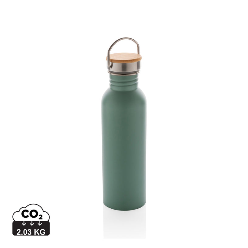 Load image into Gallery viewer, Modern stainless steel drinkware bottle with bamboo lid from XD Collection, showcasing sleek design and eco-friendly materials.