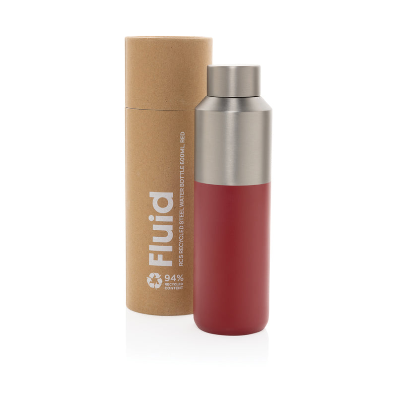 Load image into Gallery viewer, Fluid RCS certified recycled steel water bottle 600ml - Custom Wood Designs