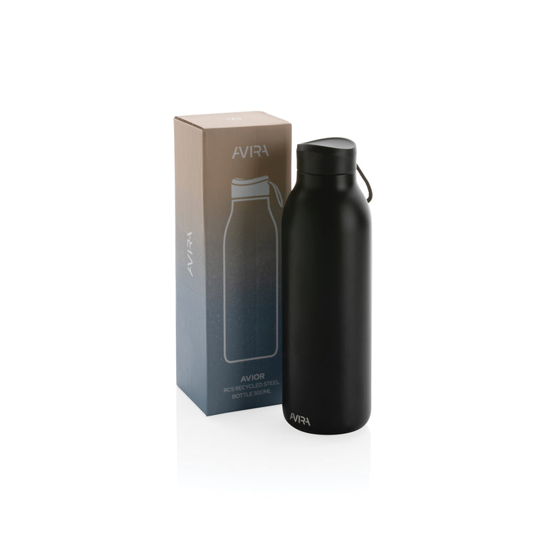 Load image into Gallery viewer, Avira Avior RCS Re-steel 500ml drinkware bottle with stainless steel body and screw-on lid, suitable for hot and cold beverages.
