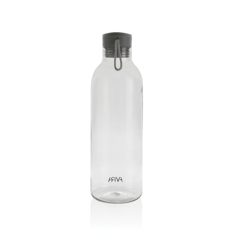Load image into Gallery viewer, Avira Atik RCS recycled PET 1L drinkware bottle with a transparent design and blue cap, eco-friendly reusable water bottle