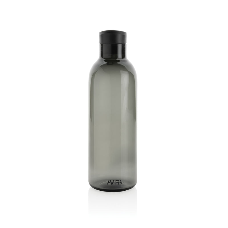 Load image into Gallery viewer, Avira Atik RCS 1L recycled PET bottle drinkware, clear reusable water bottle with blue lid and logo, eco-friendly design