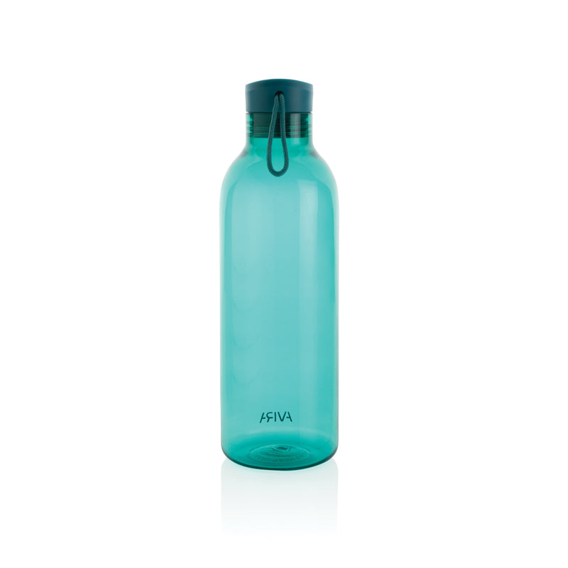 Load image into Gallery viewer, Avira Atik RCS 1L recycled PET bottle drinkware with a clear, eco-friendly design and blue cap, standing upright.