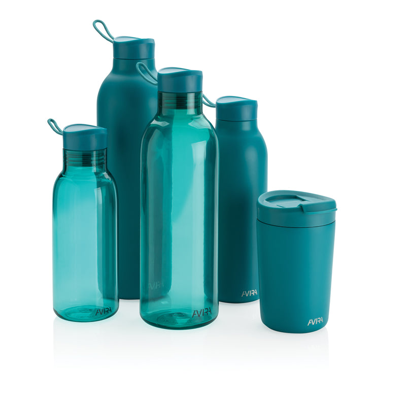 Load image into Gallery viewer, Avira Atik RCS recycled PET 1L drinkware bottle, green plastic with a screw cap, eco-friendly reusable water bottle.