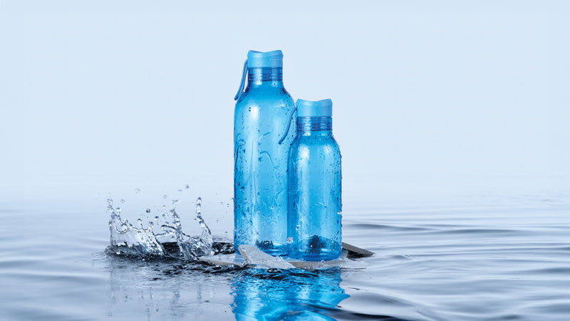 Load image into Gallery viewer, Avira Atik RCS 1L recycled PET bottle drinkware, clear reusable water bottle with lid and ergonomic design.