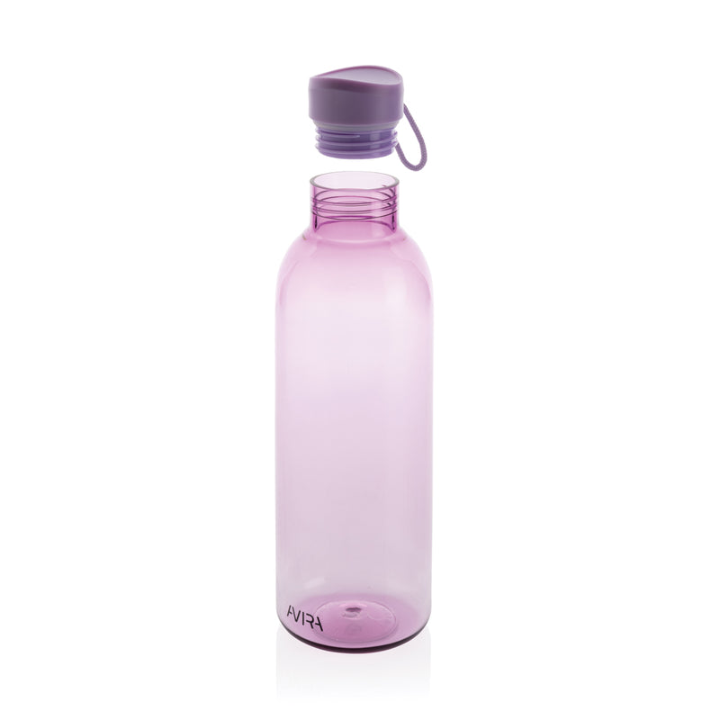 Load image into Gallery viewer, Avira Atik RCS 1L recycled PET bottle drinkware, clear reusable water bottle with black cap and ergonomic design.