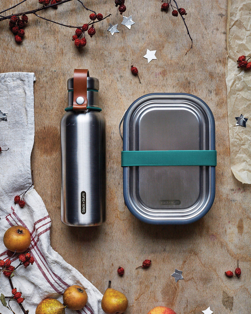 Load image into Gallery viewer, Black + Blum small 500ml insulated water bottle, stainless steel drinkware with a sleek design and secure lid.