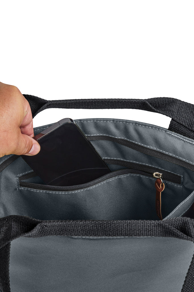 Load image into Gallery viewer, Black + Blum 16L insulated outdoor cooler tote bag with black handles and zipper closure, designed for keeping items cold.