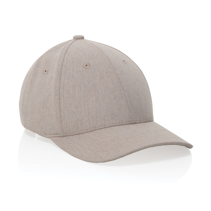 Load image into Gallery viewer, XD Collection Milo recycled heather 6-panel cap in gray with adjustable strap and embroidered logo, casual headwear for everyday wear.