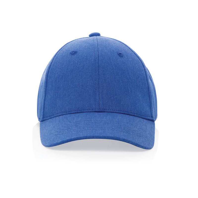 Load image into Gallery viewer, Recycled Heather Milo 6-panel cap by XD Collection, headwear with adjustable strap and embroidered logo on front, casual style.