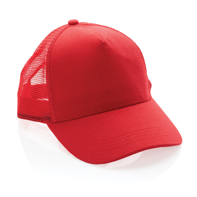 Load image into Gallery viewer, Brushed cotton 5-panel trucker cap by XD Collection featuring a classic design and mesh back for breathability.