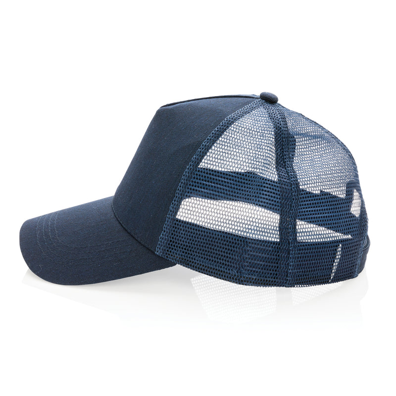 Load image into Gallery viewer, Brushed cotton 5-panel trucker cap by XD Collection, lightweight headwear with a structured design and adjustable back strap.