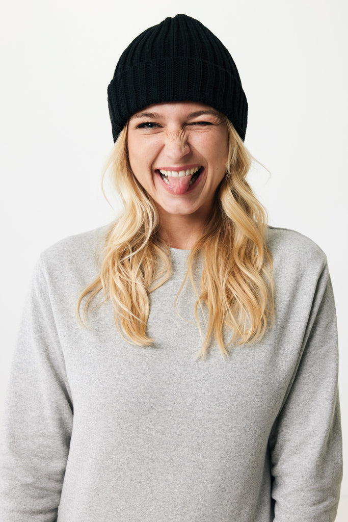 Load image into Gallery viewer, Kennedi AWARE™ Polylana® beanie by XD Collection featuring a large rib knit, cozy headwear for cold weather.
