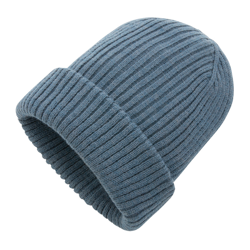 Load image into Gallery viewer, Impact AWARE™ Polylana® double knitted beanie by XD Collection, soft and warm headwear with a stylish knit pattern.
