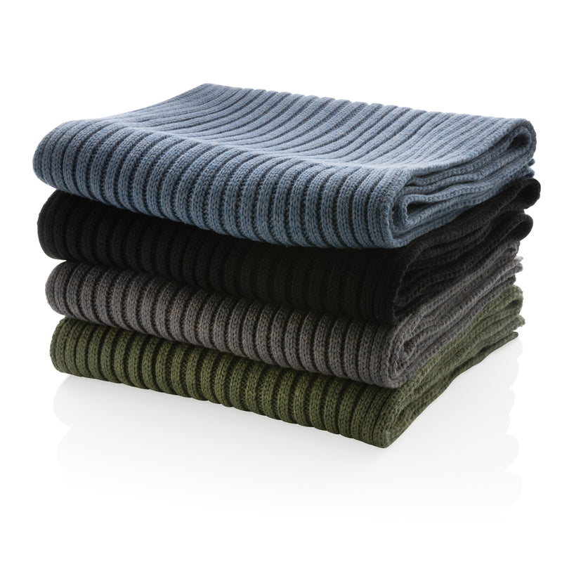 Load image into Gallery viewer, Impact AWARE™ Polylana® knitted scarf from XD Collection, showing a cozy, eco-friendly headwear scarf with a soft knit texture.