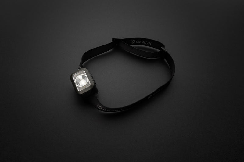 Load image into Gallery viewer, Gear X RCS plastic heavy duty head torch with adjustable strap and bright LED light for outdoor and work use.