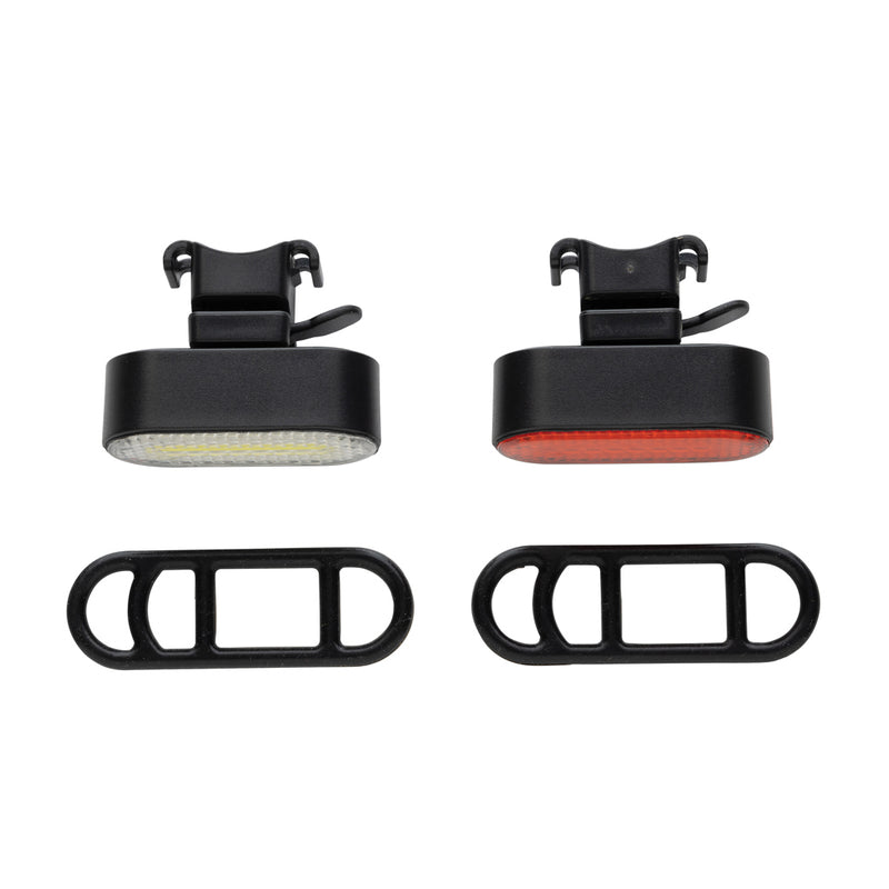 Load image into Gallery viewer, XD Collection Lumino RCS recycled plastic USB rechargeable bike light set with front and rear lights, durable and eco-friendly tools for cycling.