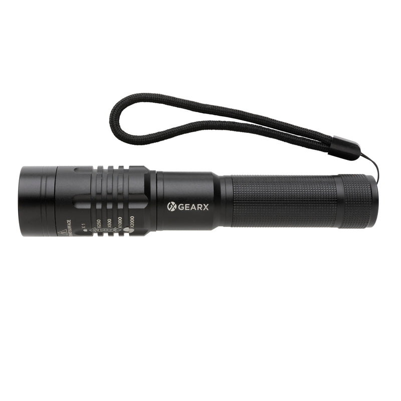 Load image into Gallery viewer, GearX USB rechargeable torch with adjustable beam, compact tool for outdoor and emergency use, featuring a durable design.