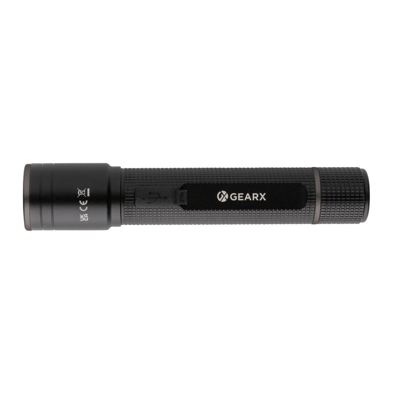 Load image into Gallery viewer, GearX RCS recycled aluminum USB-rechargeable torch with adjustable beam and compact design, ideal for tools and outdoor use.