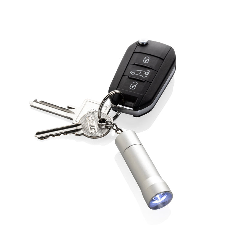 Load image into Gallery viewer, XD Collection Flash RCS recycled aluminium keychain torch, compact tools and torch with keyring attachment, durable aluminium construction.