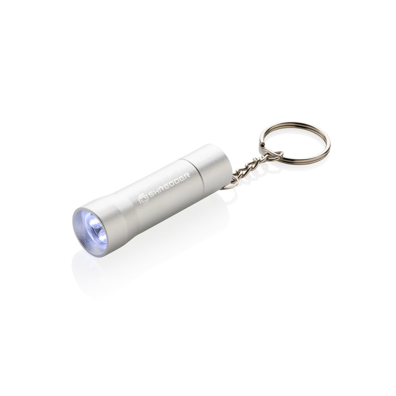 Load image into Gallery viewer, Recycled aluminium keychain torch by XD Collection with compact design, useful for tools and outdoor lighting.