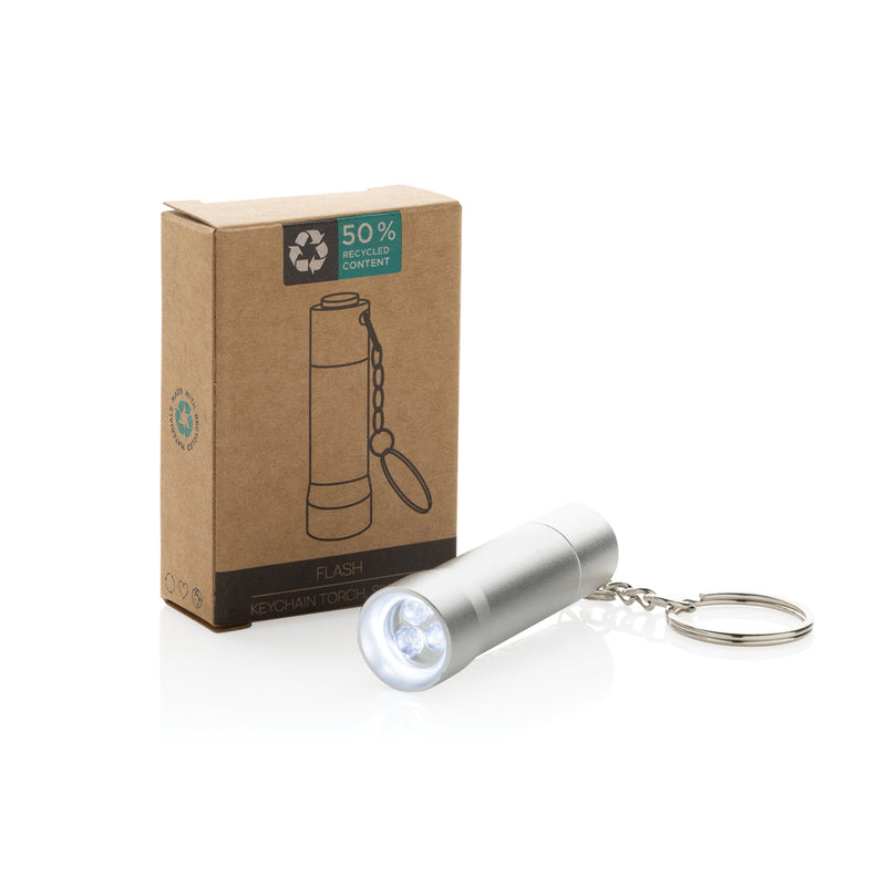 Load image into Gallery viewer, XD Collection Flash RCS recycled aluminium keychain torch, compact tools and torch with bright LED light, durable metal construction.