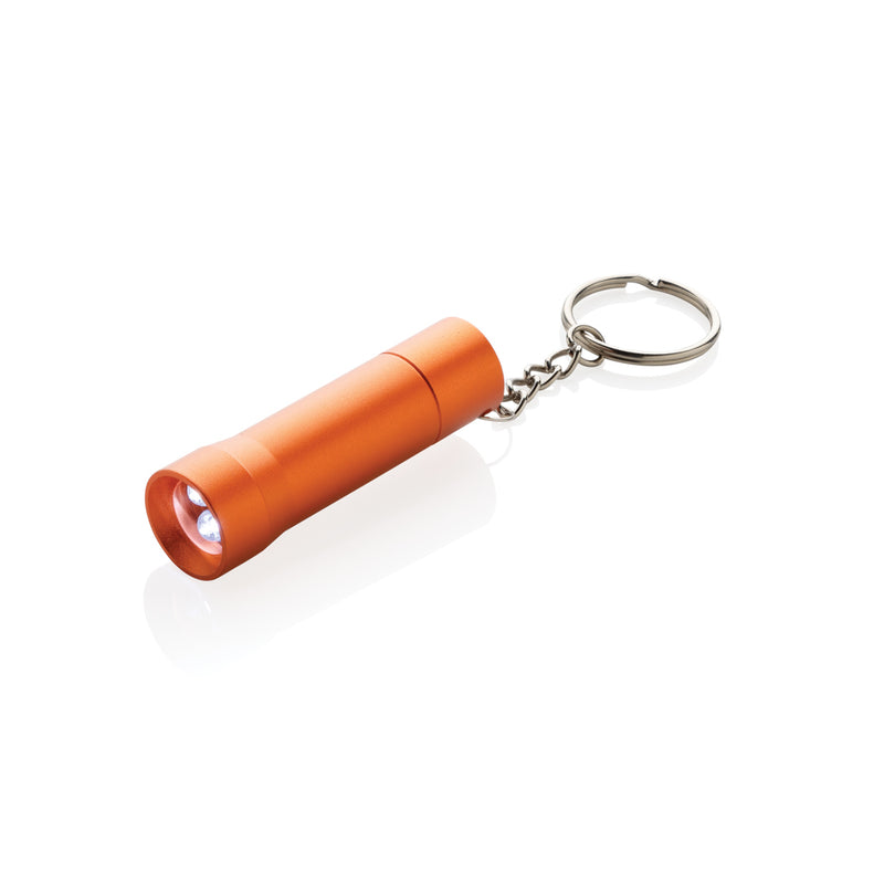 Load image into Gallery viewer, Recycled aluminium keychain torch from XD Collection, compact tools and torches with a built-in LED light and keyring attachment.