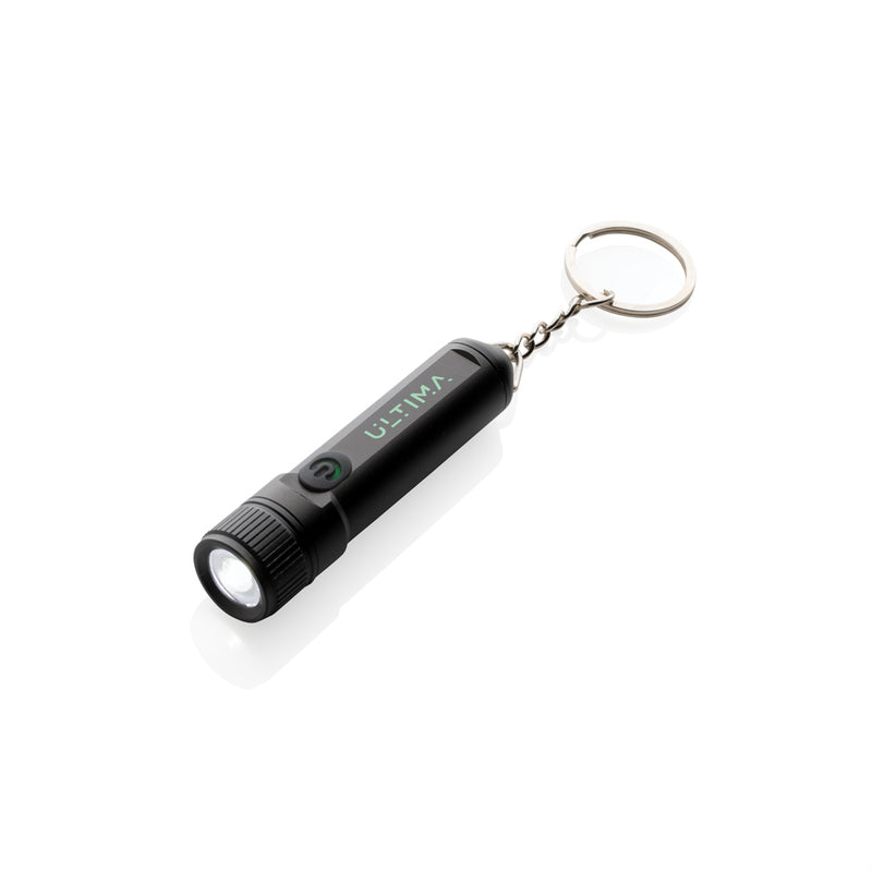 Load image into Gallery viewer, Gear X rechargeable ultra-bright keychain torch showing compact silver design with LED light and keyring attachment for portable illumination.