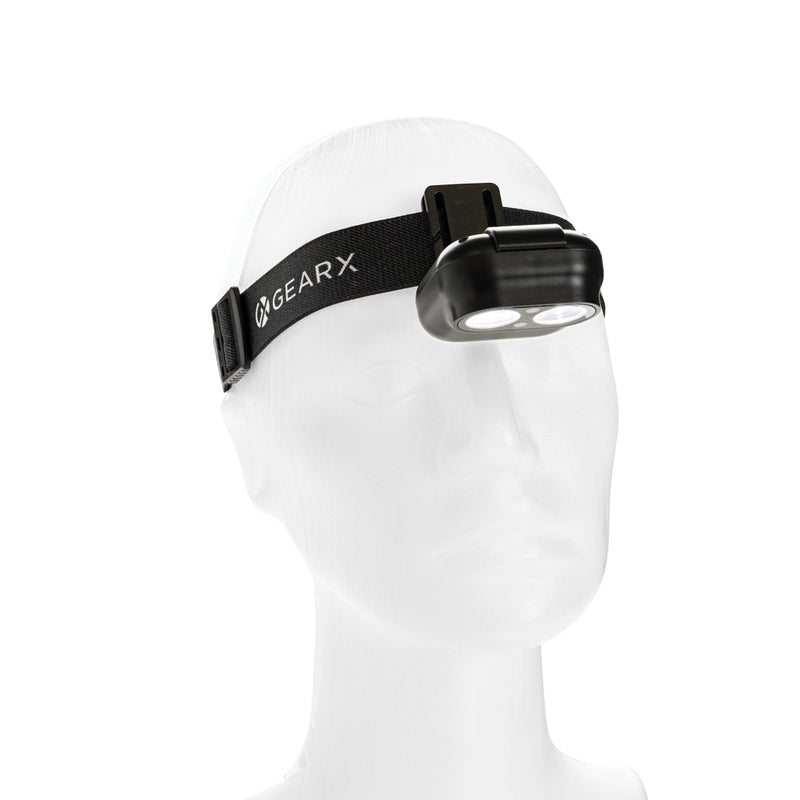 Load image into Gallery viewer, GearX Gear X RCS plastic head torch with motion sensor, featuring adjustable strap and bright LED light for hands-free illumination.