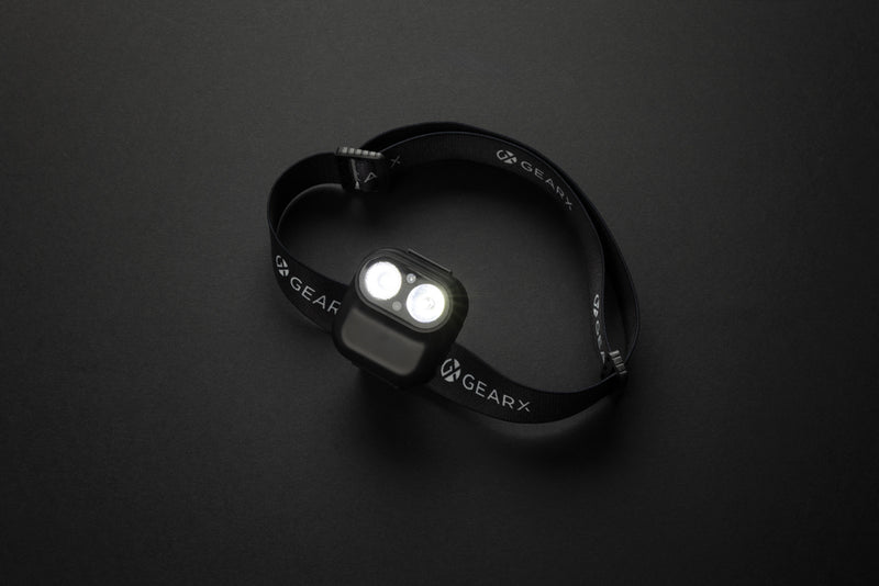 Load image into Gallery viewer, GearX RCS plastic head torch with motion sensor, lightweight tools and torch headlamp with adjustable strap and bright LED light.