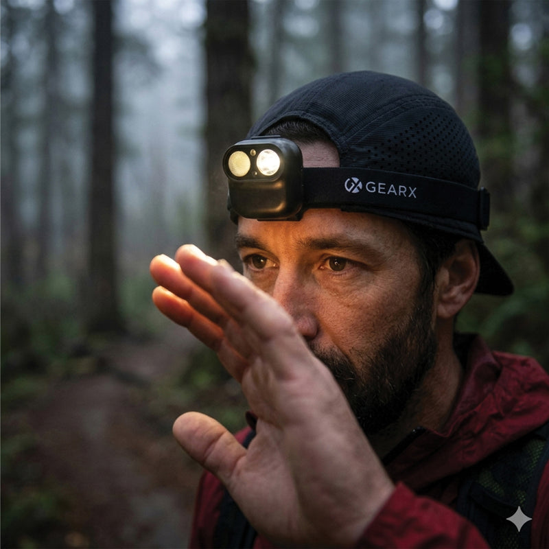 Load image into Gallery viewer, GearX Gear X RCS plastic head torch with motion sensor, tool and torch for hands-free lighting and easy operation.