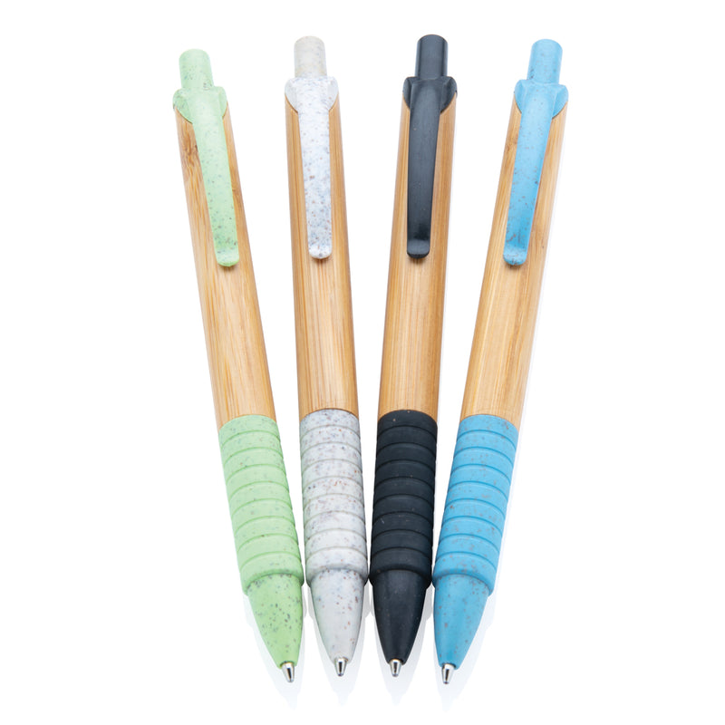 Load image into Gallery viewer, Bamboo and wheat straw pen from XD Collection, a eco-friendly writing instrument with a natural wood and straw finish.