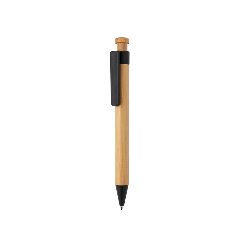 Load image into Gallery viewer, Bamboo pen with wheatstraw clip from XD Collection, a sustainable writing instrument with natural wood finish and eco-friendly design.