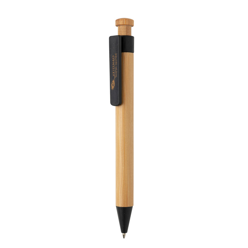Load image into Gallery viewer, Bamboo pen with wheatstraw clip from XD Collection, a stylish writing instrument made of eco-friendly bamboo and wheatstraw material.