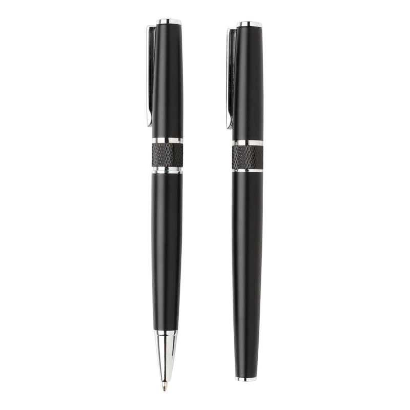 Load image into Gallery viewer, Swiss Peak deluxe pen set with two elegant writing instruments featuring sleek metal finishes and fine clips.