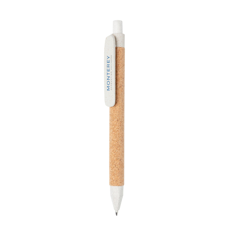 Load image into Gallery viewer, Wheatstraw and cork pen from XD Collection, a natural writing instrument with eco-friendly materials and a sleek design.