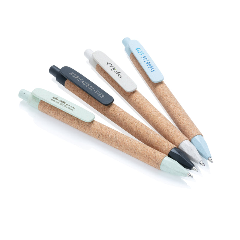 Load image into Gallery viewer, Wheatstraw and cork pen from XD Collection, eco-friendly writing instrument with natural cork barrel and wheatstraw accents.