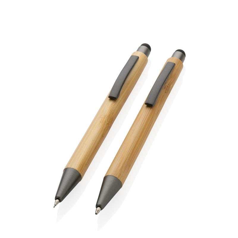 Load image into Gallery viewer, Bamboo modern pen set in box from XD Collection, stylish writing instruments with sleek bamboo design.