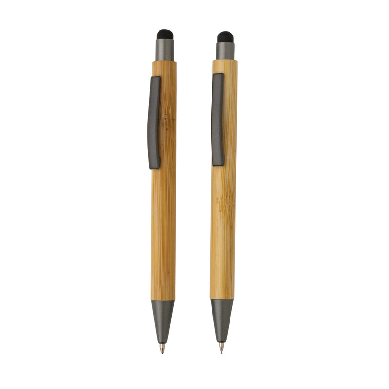 Load image into Gallery viewer, XD Collection bamboo modern pen set in box featuring sleek writing instruments with a natural bamboo finish.