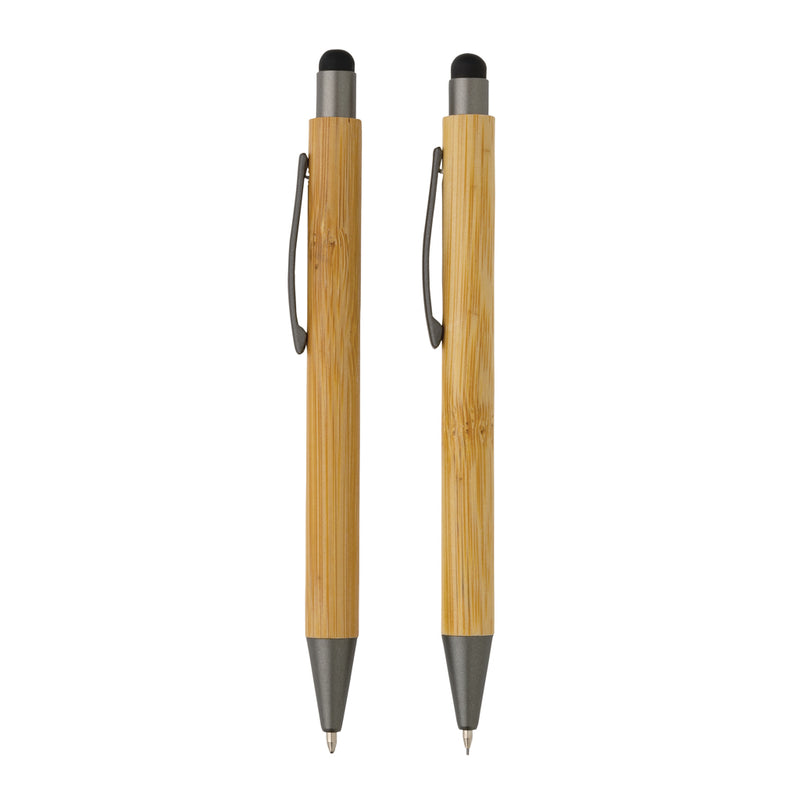 Load image into Gallery viewer, Bamboo modern pen set in box from XD Collection, stylish writing instruments with natural bamboo finish.