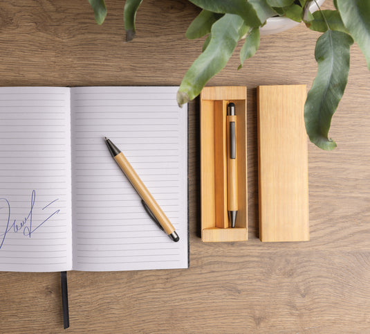 Bamboo modern pen set in box - Custom Wood Designs