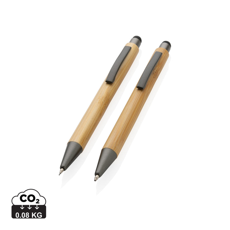 Load image into Gallery viewer, Bamboo modern pen set in box - Custom Wood Designs