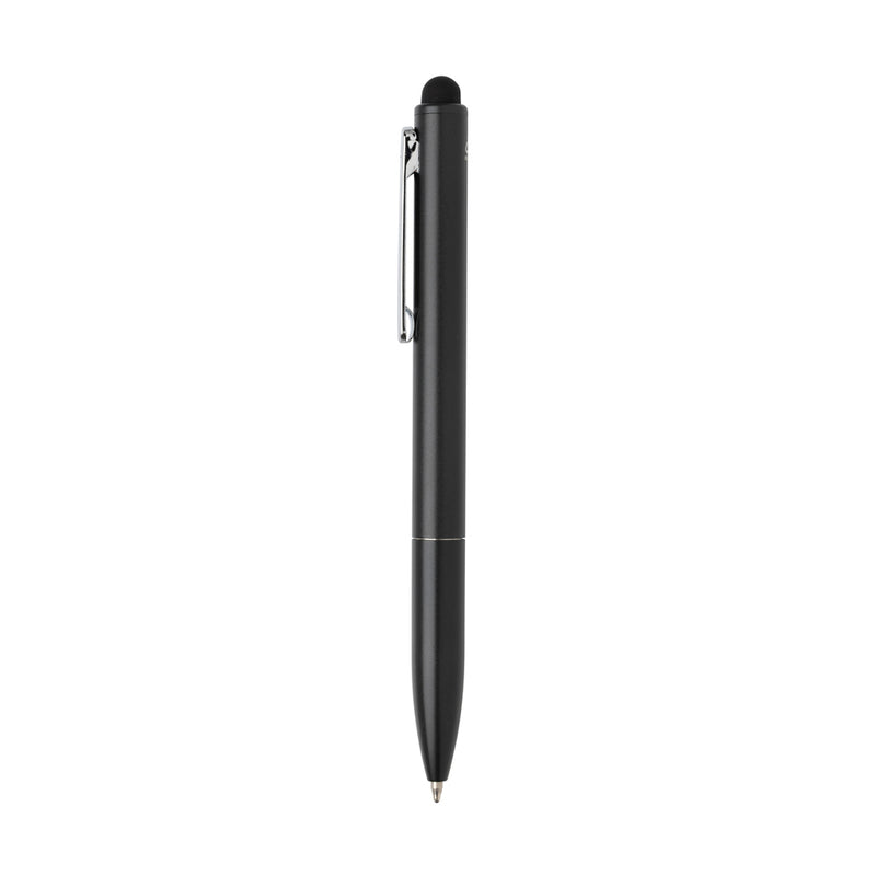 Load image into Gallery viewer, Kymi RCS certified recycled aluminum pen with stylus from XD Collection, featuring a sleek metallic body and integrated stylus tip.